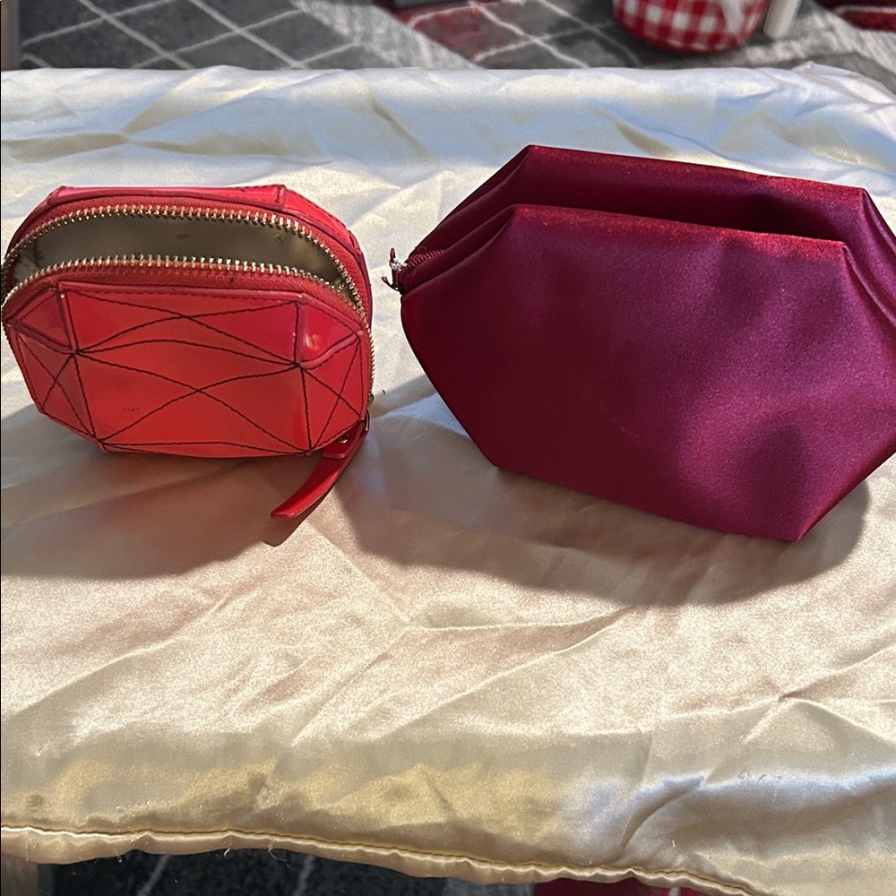 Chic Red and Pink Cosmetic Bag Duo